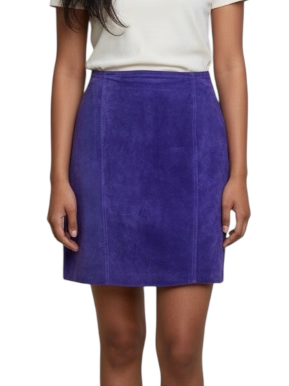 Vintage Purple Suede A-Line Pencil Skirt Size 7/8 Brandon Thomas Goth Western
